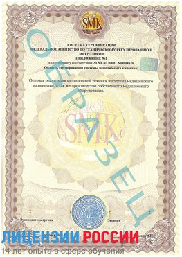 Образец сертификата соответствия (приложение) Таштагол Сертификат ISO 13485